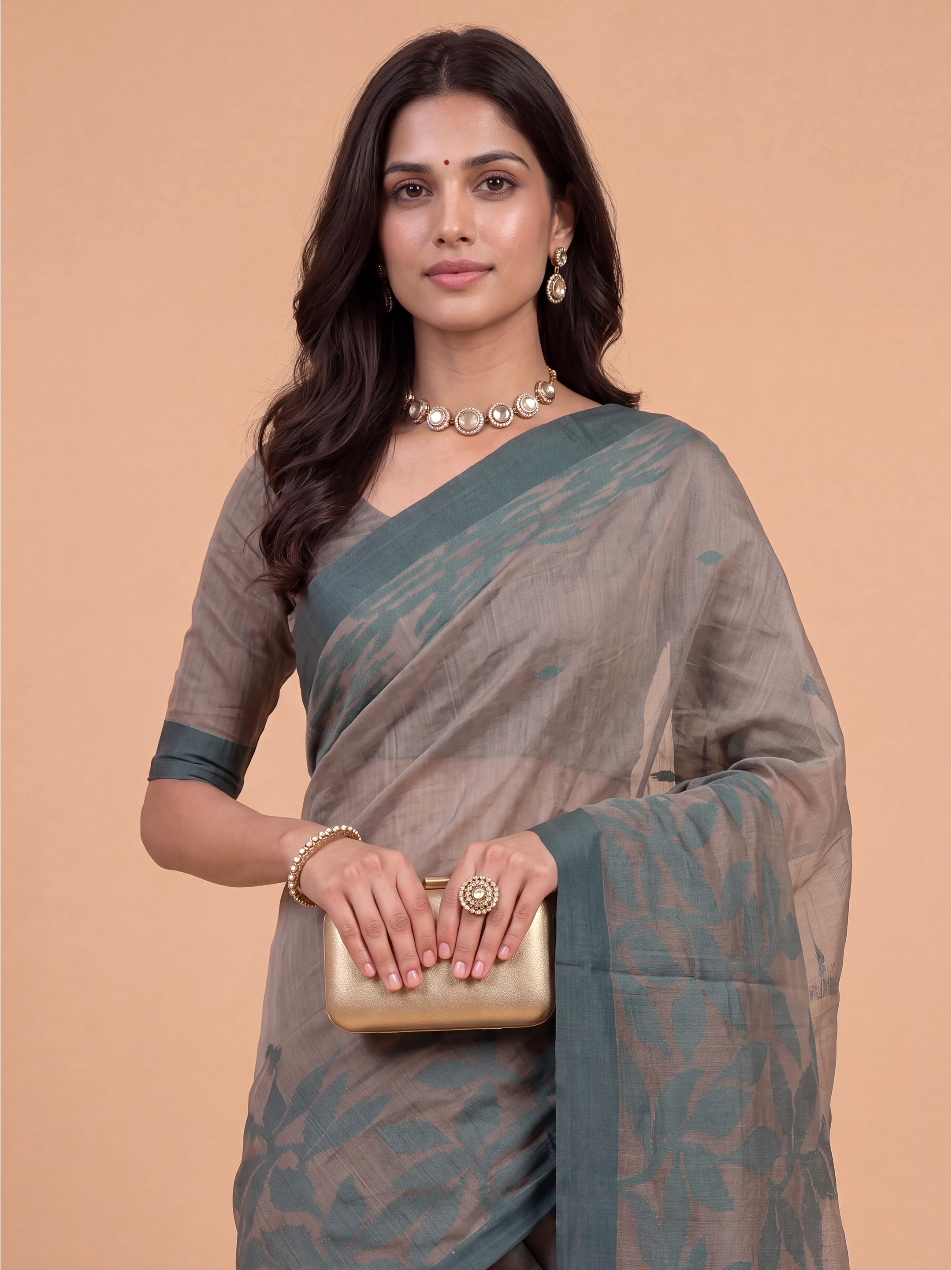 Women Pure Cotton Green Saree PCS274