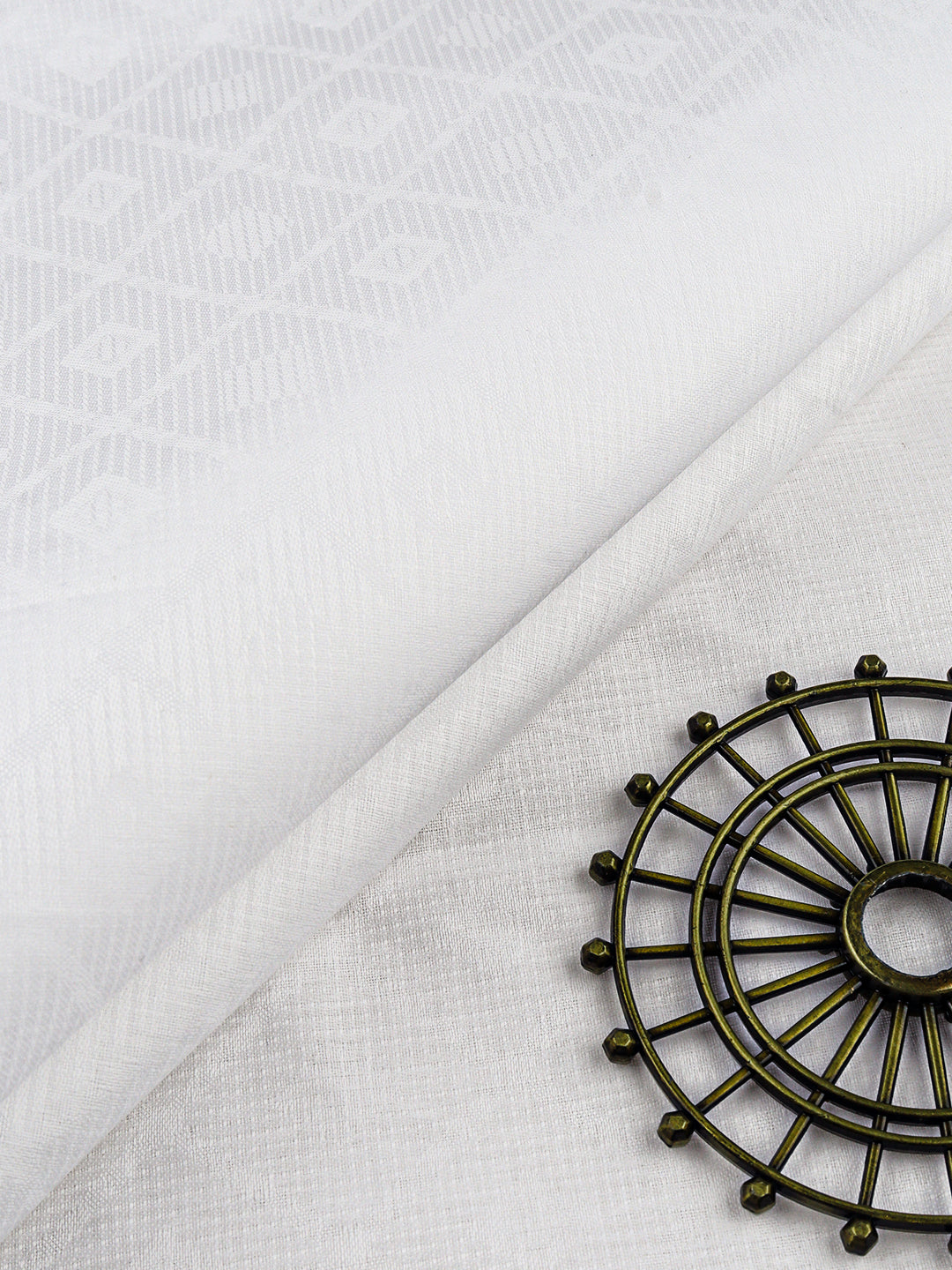 Men 100%Cotton Self Design Shirting White Forest 09