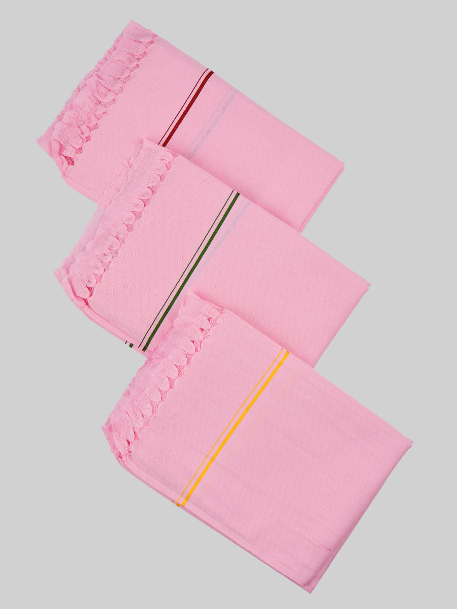 Cotton Pink Towel Hariharan (Pack of 2)-Red,Green,Yellow