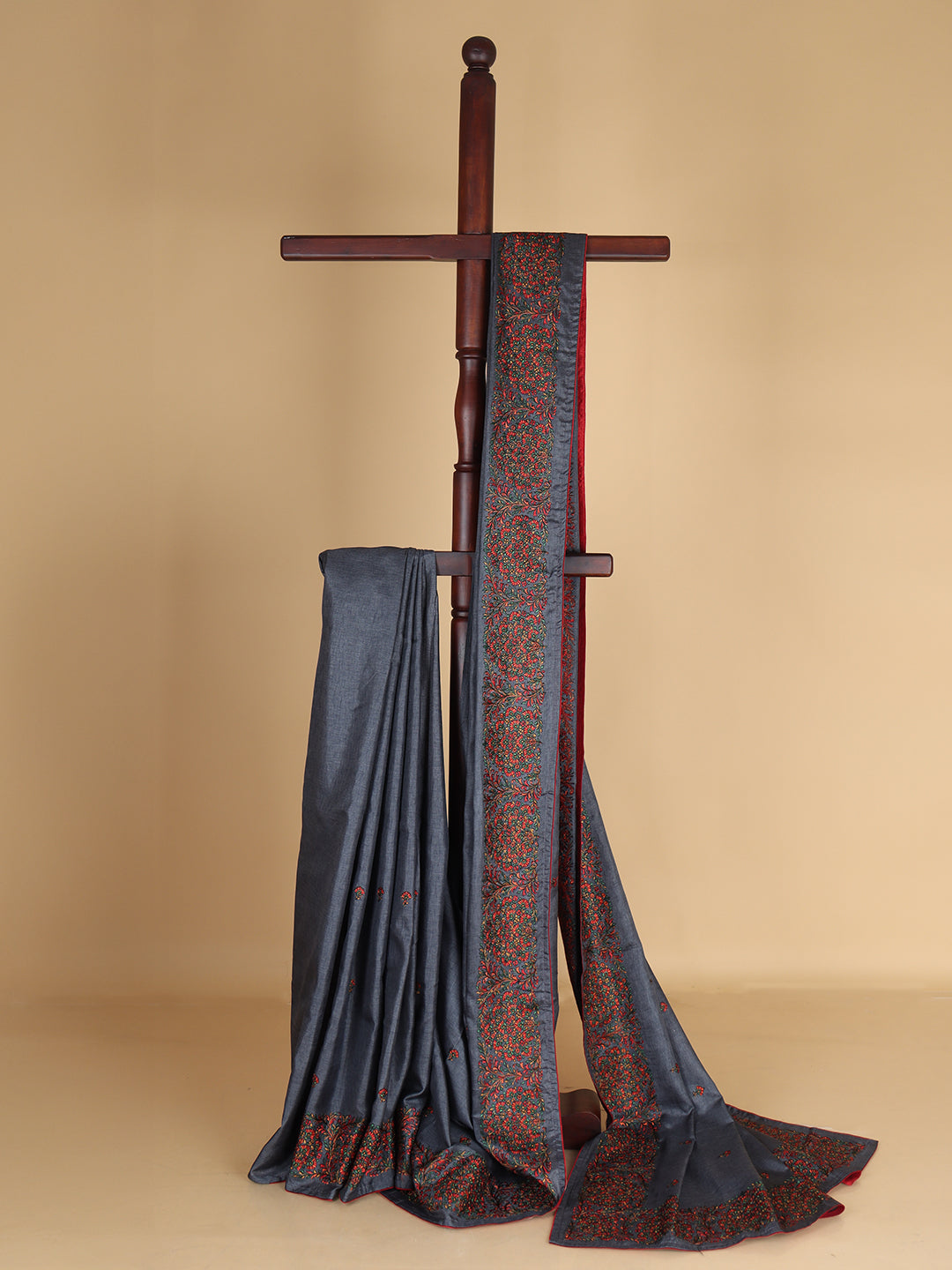 Women Dark Grey Semi Tussar Saree ST271