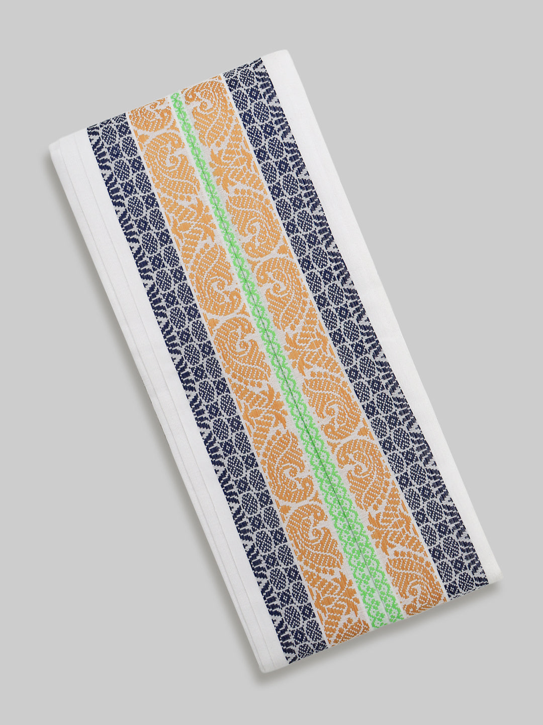 Men Cotton White Towel with Fancy Border 6422