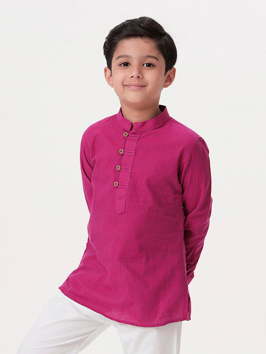 Boys Breeze Cotton Full Sleeves Purple Kurta-Side alternative view