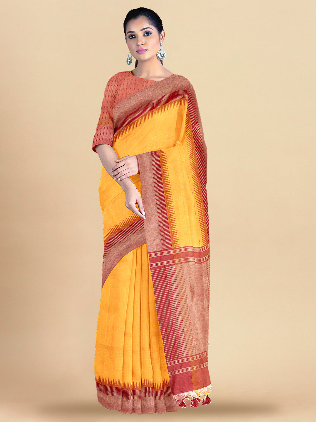 Women Elegant Look Yellow Semi Raw Silk Weaving Saree - SRS38