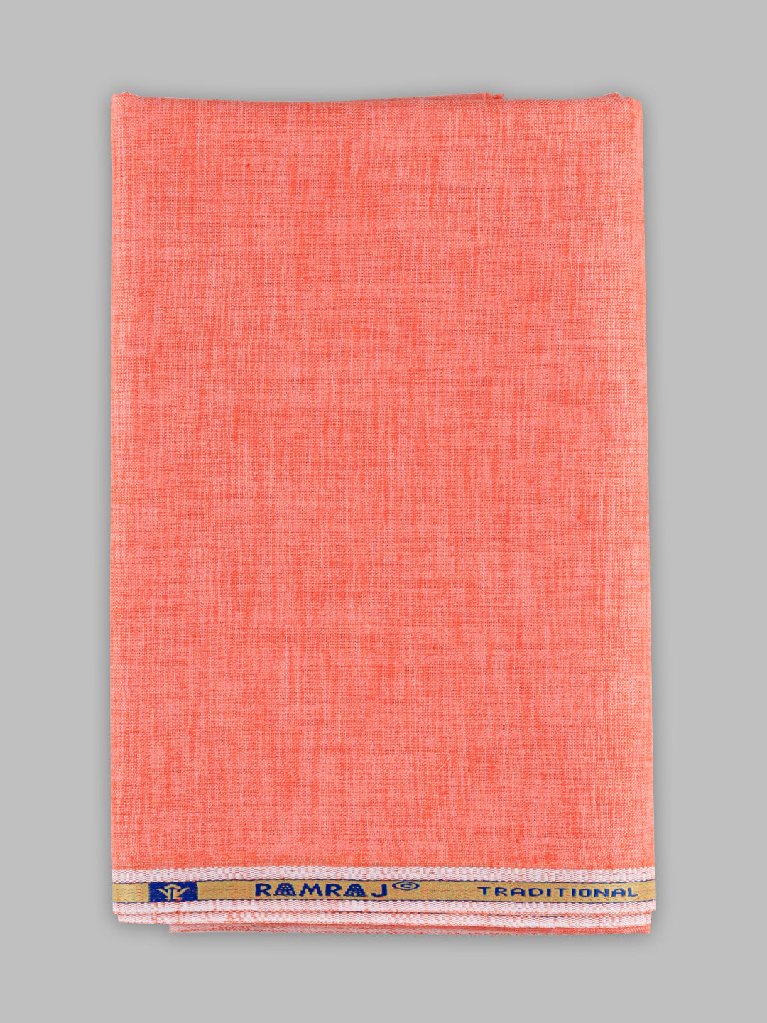 Men Cotton Blend Pinkish Orange Self Design Shirt and Kurta Fabric Lampus