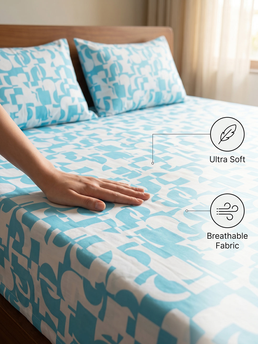 King Size Premium Cotton Bed Sheet & 2 Pillow Cover Set BCM02