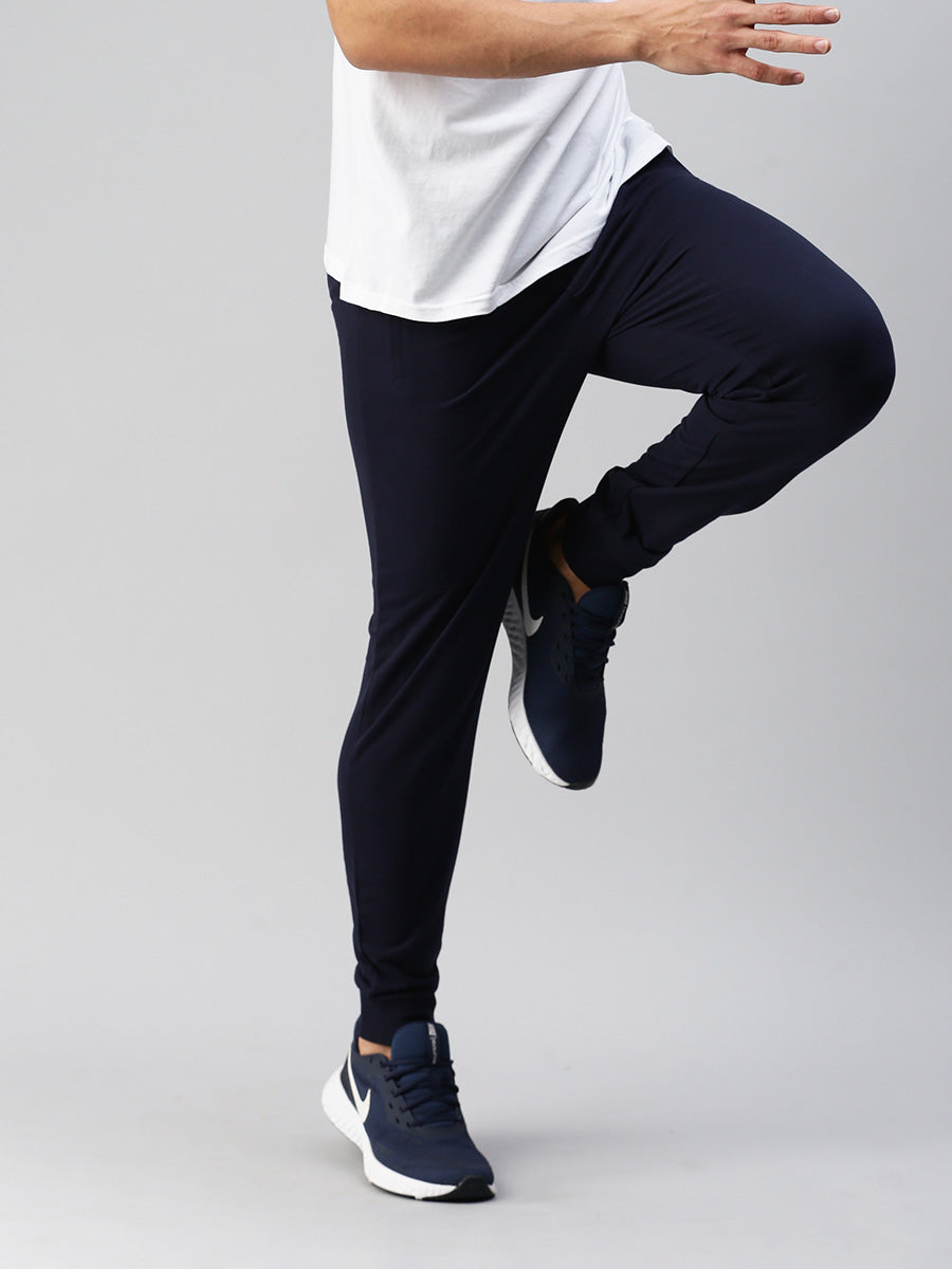 Men Combed Cotton Rich Jogger with Side Pockets Navy JP4