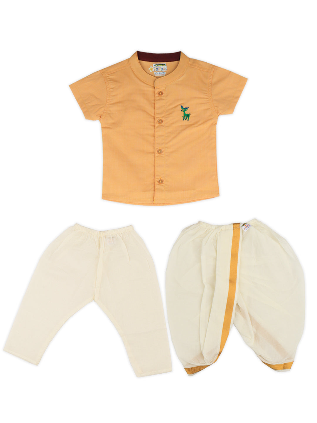 Born Baby Shirt with Pant and Panchakacham Set Yellow G18