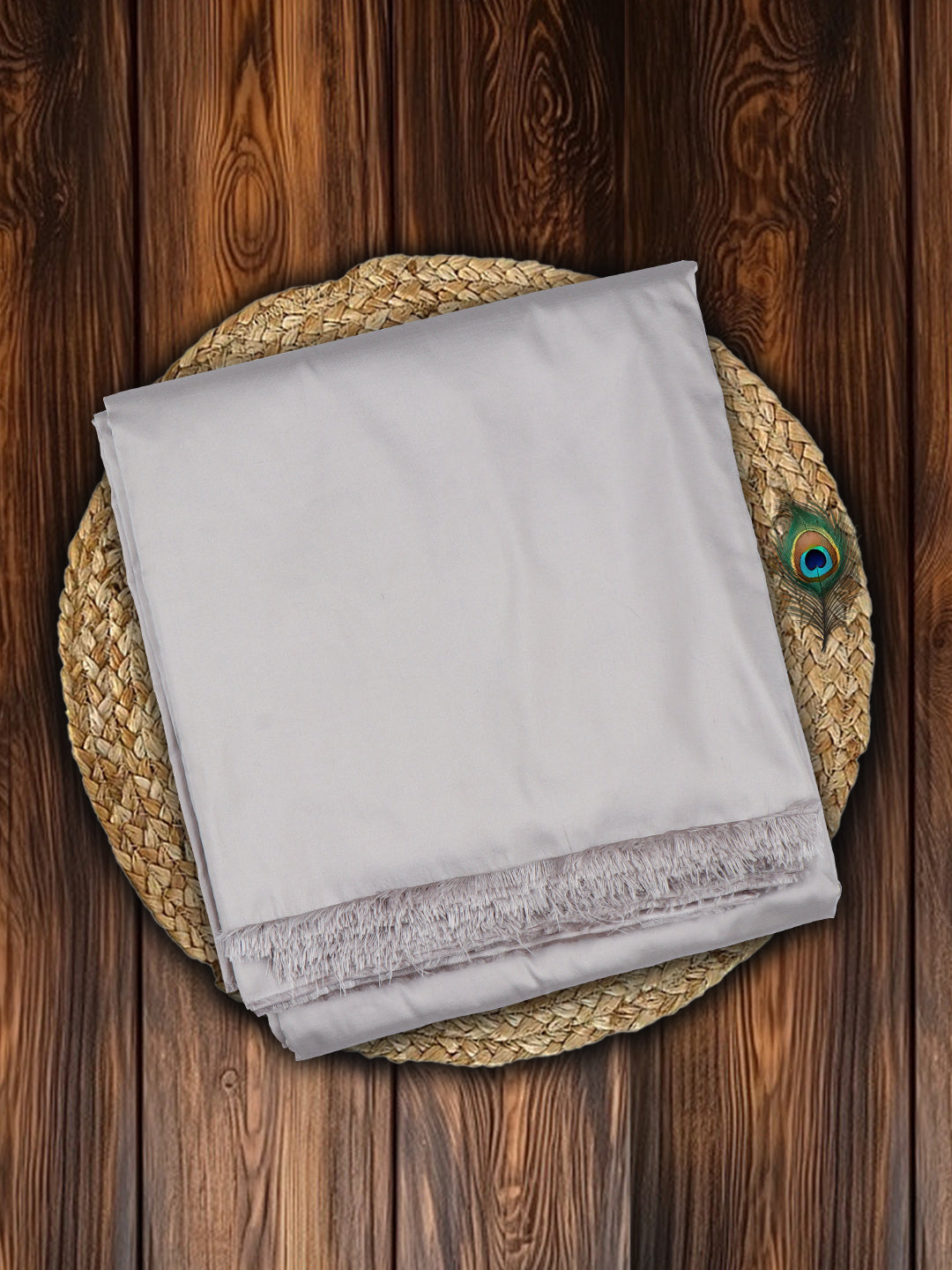 100% Silk Slubless Dupion Mens Shirting Fabric-White Sand Colour