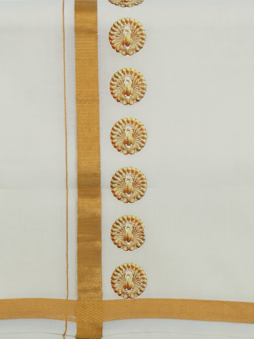 Double Layer Cotton Cream Dhoti with Colour Jari Border - GCC01