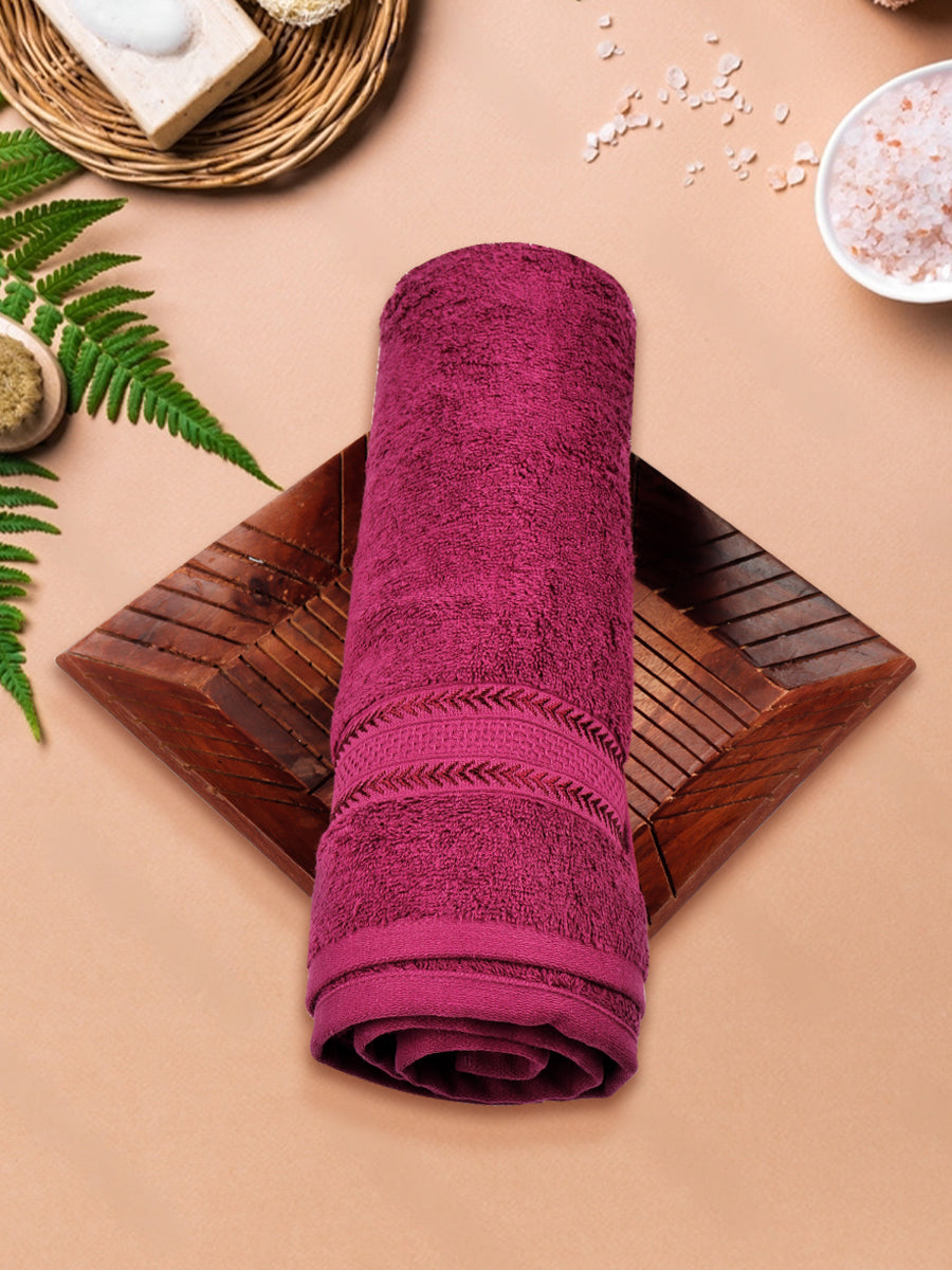 Premium Soft & Absorbent Cotton Bamboo Purple Terry Bath Towel BC5-Roll view