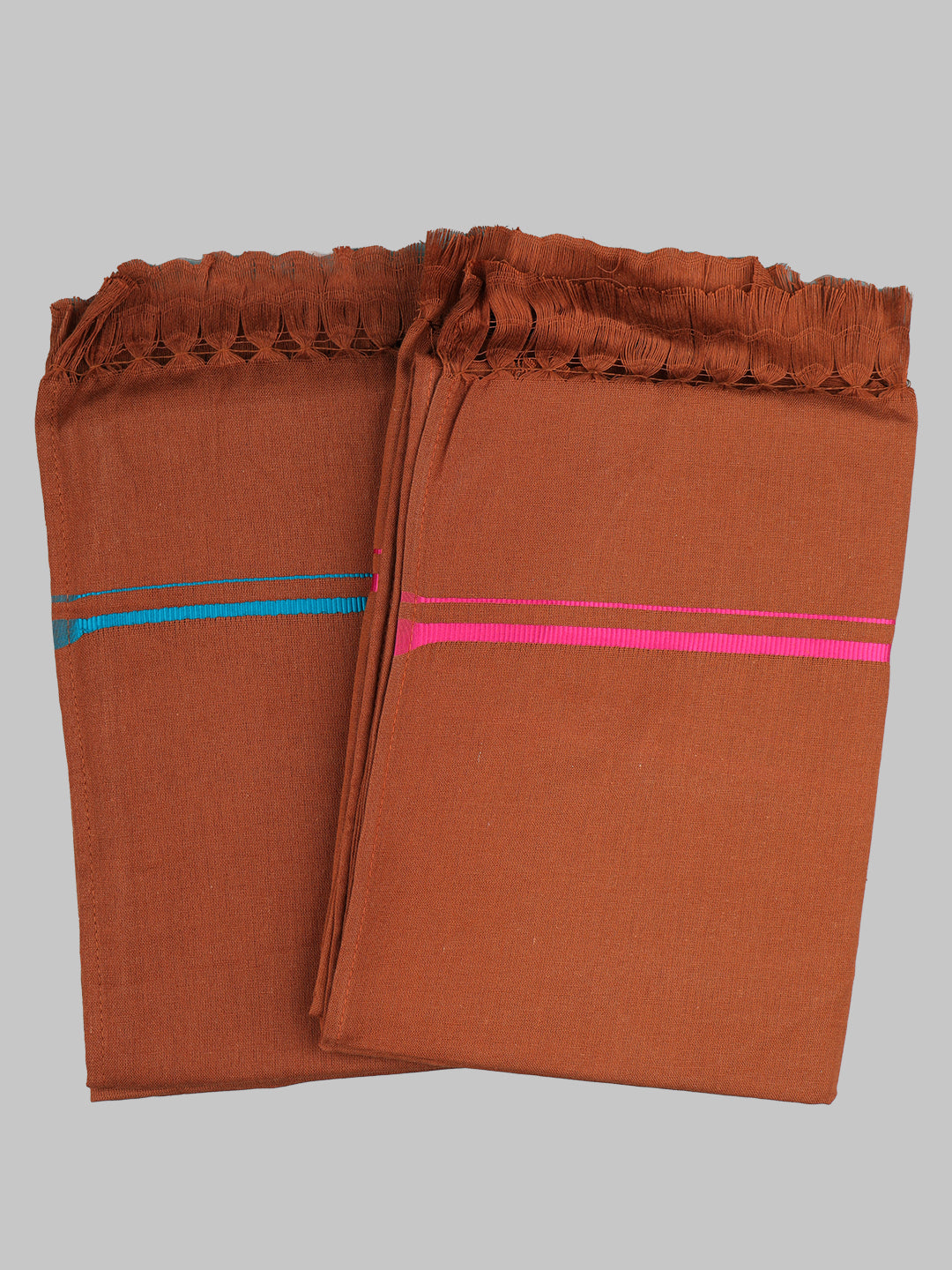 Men Assorted Border Devotional Towel Dark Kaavi Hariharan (Pack of 2)