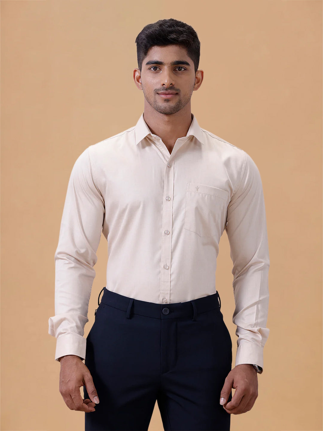 Cotton Rich LT Beige Sandal Regular Fit Shirt T61 AKT1