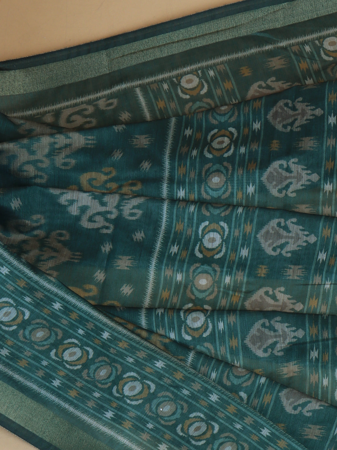 Women Dark Gold Semi Chanderi Cotton Printed Saree SC68