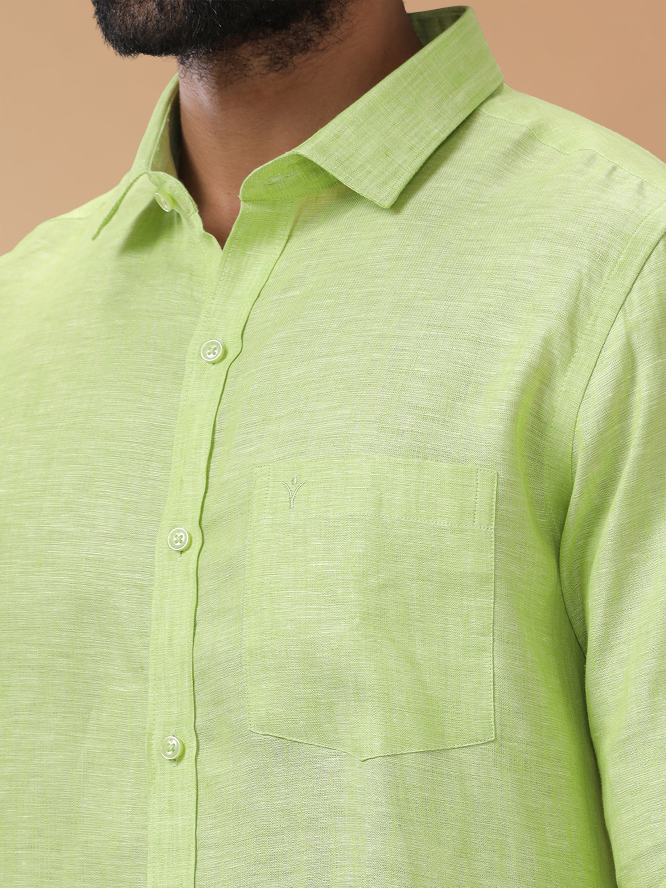Pure Linen Lime Green Smart Fit Shirt L34
