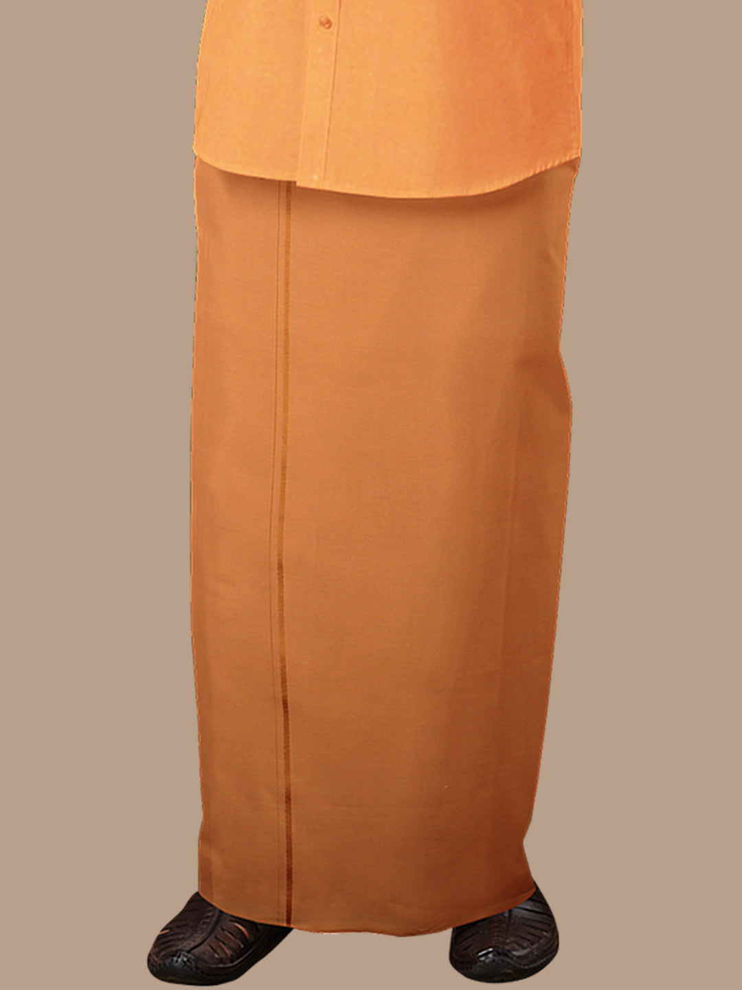 Men 100% Cotton Single Layer Kaavi Dhoti with Assorted Border Poojan SB