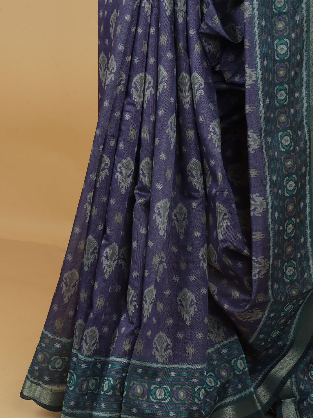 Women Violet Semi Chanderi Cotton Printed Saree SC62