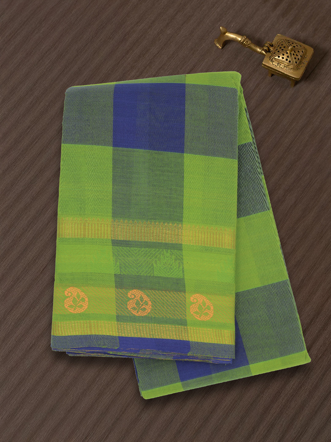 Women Navy with Green Pure Chettinad Cotton Saree PCS204