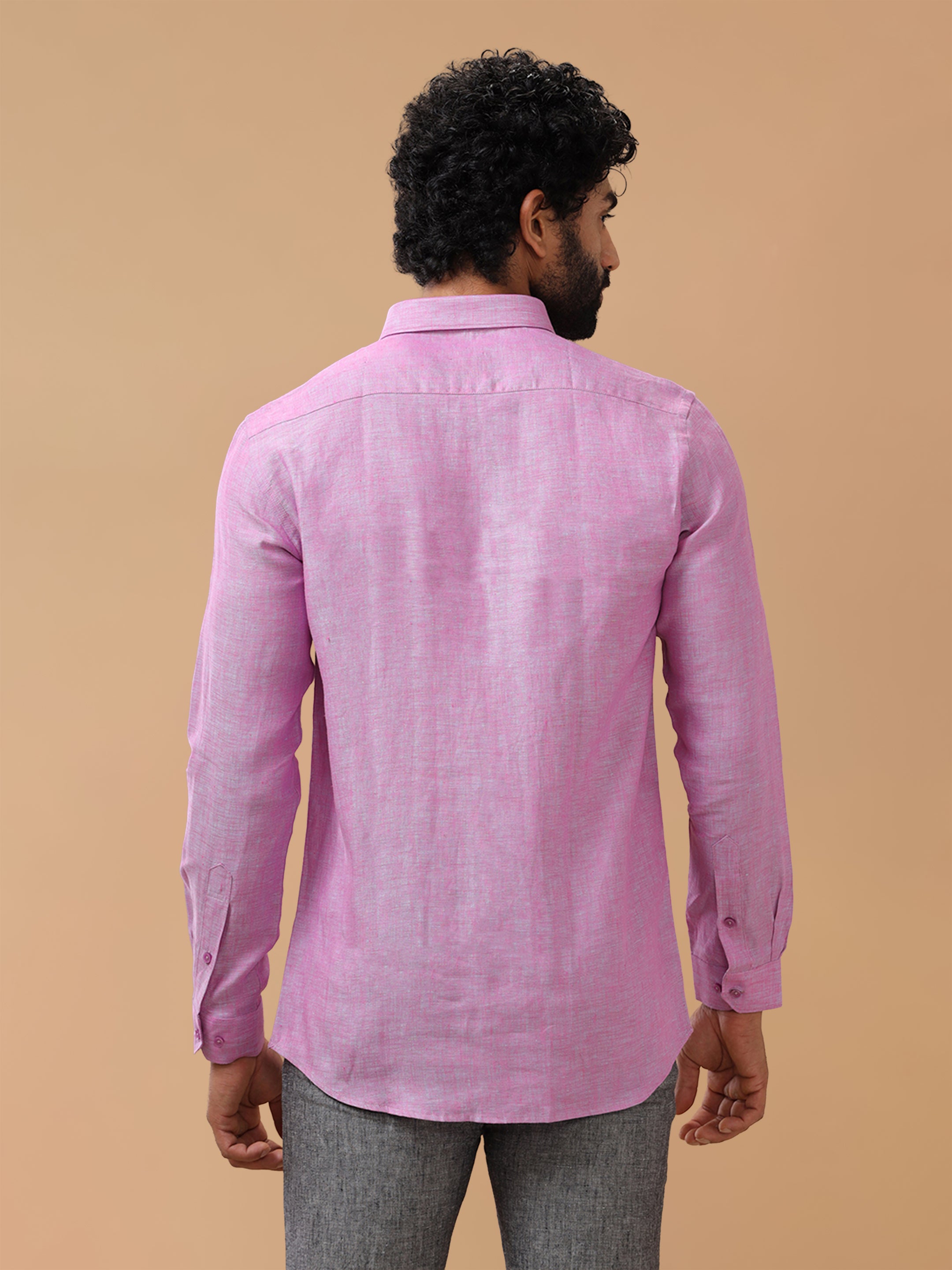 Pure Linen Orchid Blue Smart Fit Shirt L79