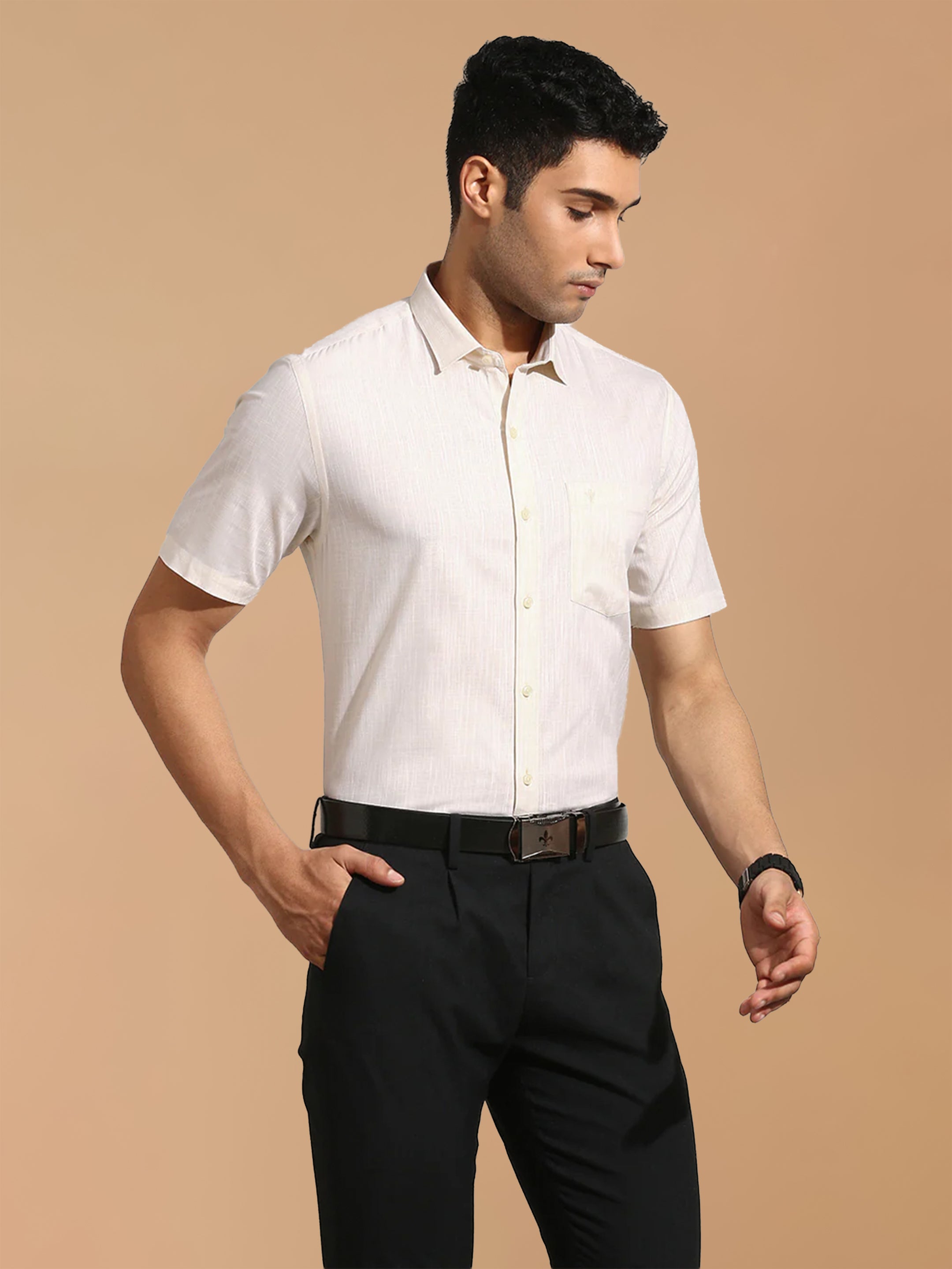 100% Cotton Cream Smart Fit Shirt CL2 GT36