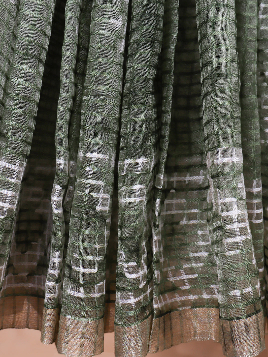 Women Green Fancy Cotton Saree SS364