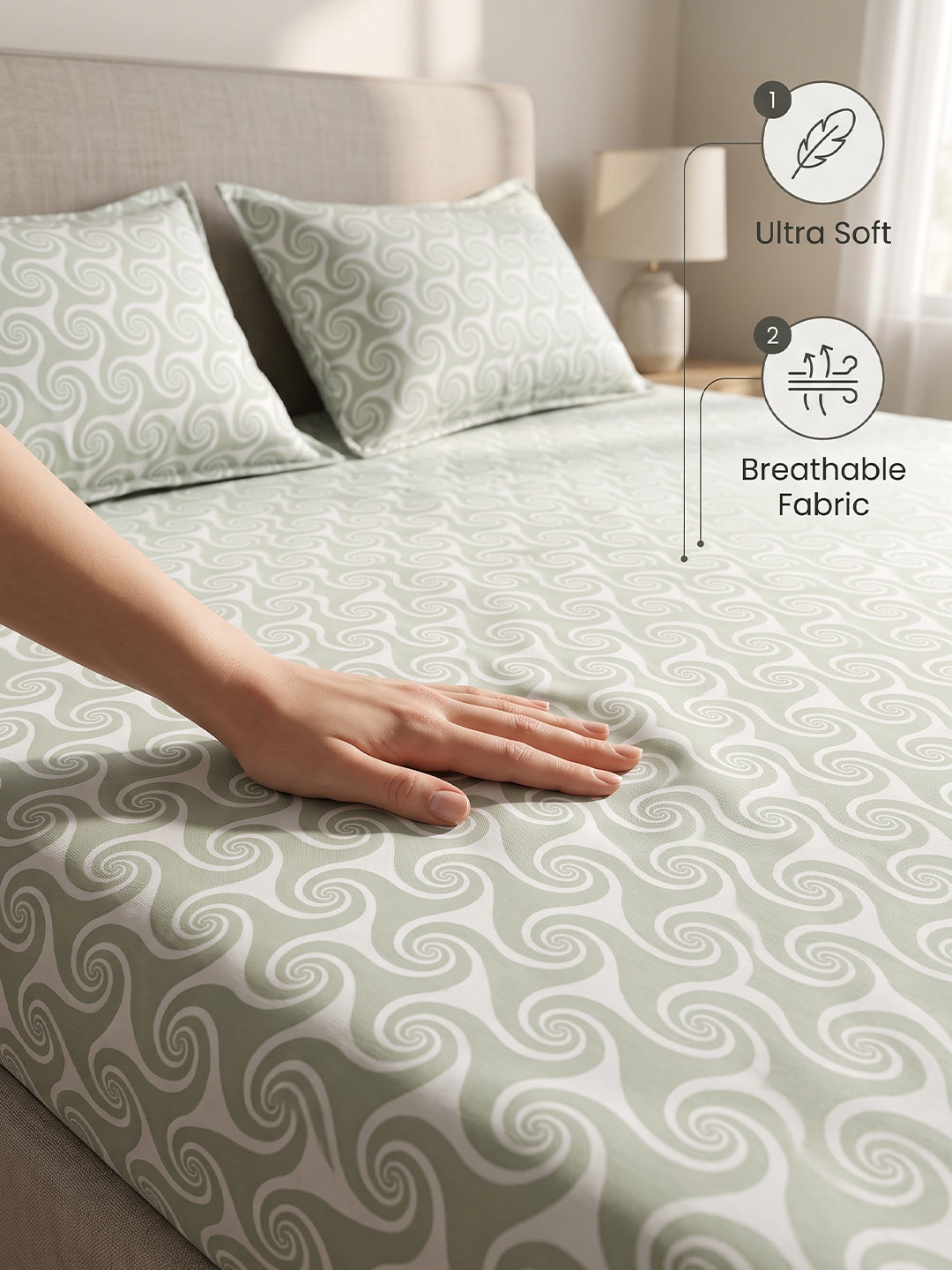 King Size Premium Cotton Bed Sheet & 2 Pillow Cover Set BSF02