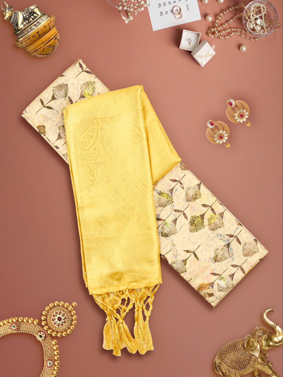 Women Stylish Semi Silk Multi Colour Saree with Contrast Yellow Border SS69-View one