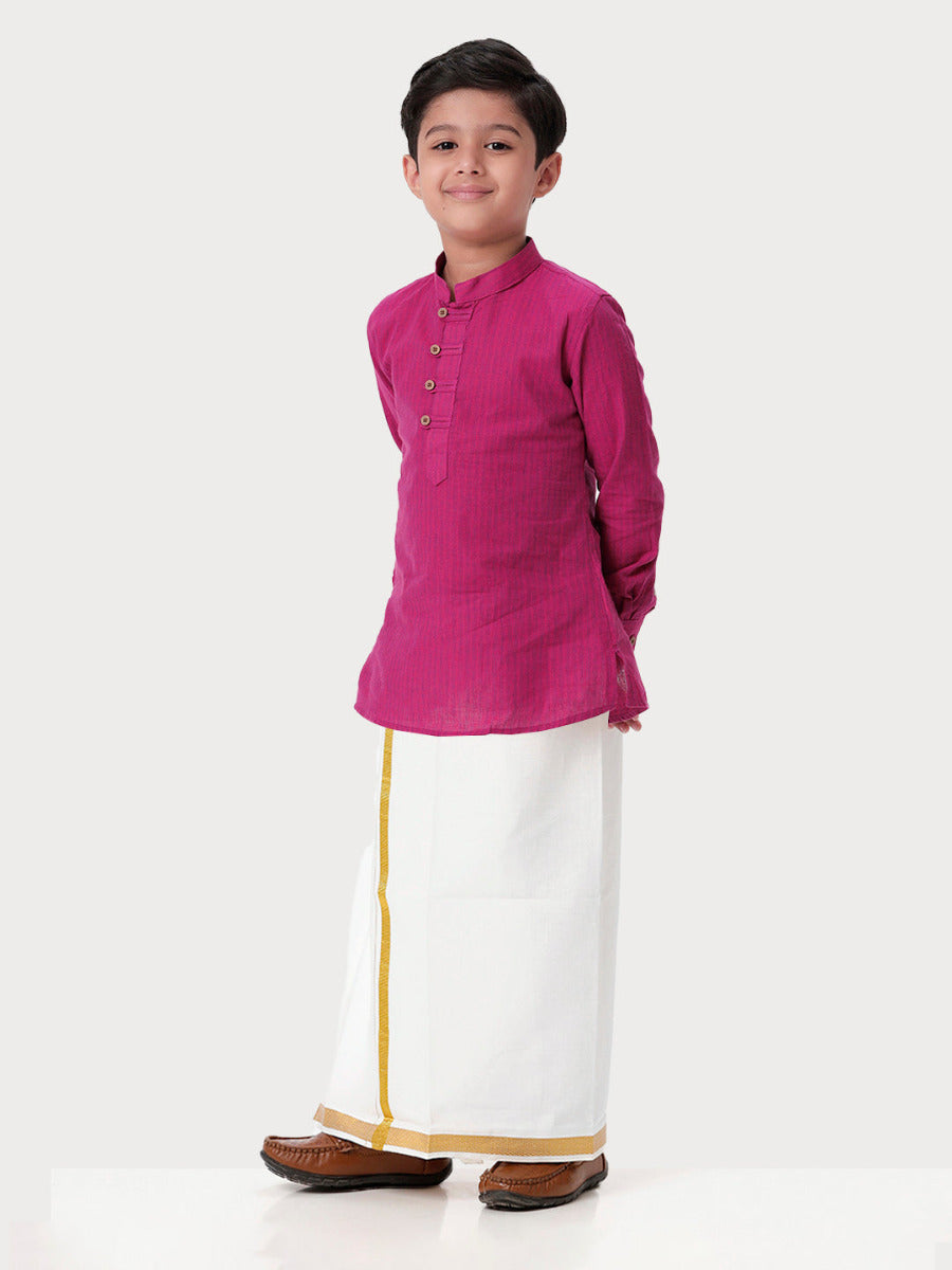Boys Breeze Cotton Full Sleeves Purple Kurta with Dhoti Combo-Side view