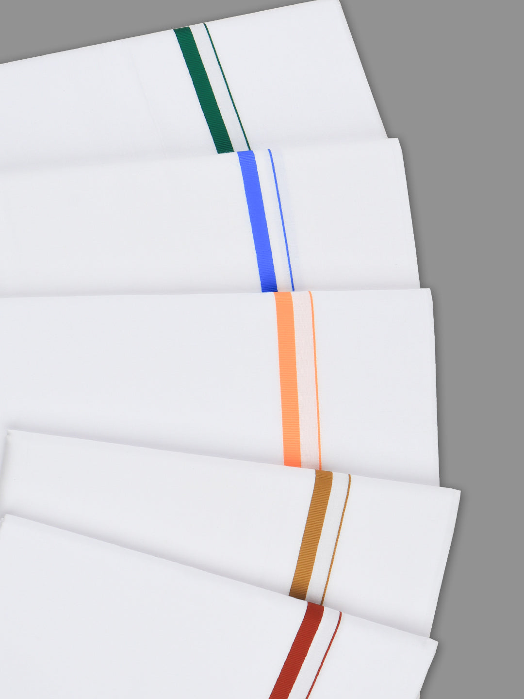 Men Cotton Blend Single Layer White Dhoti with Assorted Border Regular