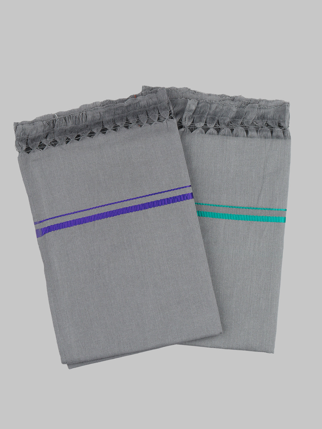 Men Assorted Border Devotional Towel Grey Hariharan (Pack of 2)