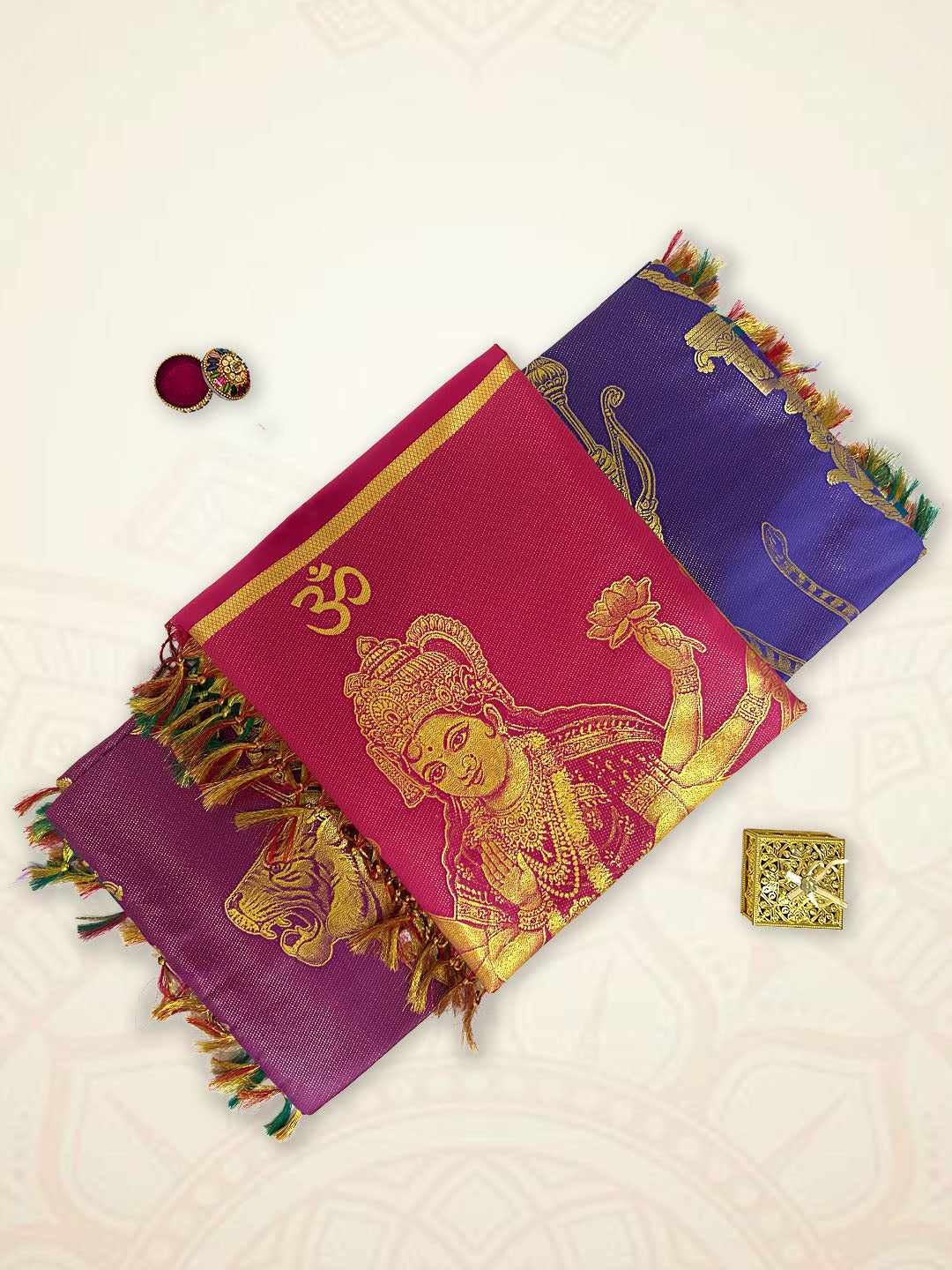 Art Silk Kanaga Durga Ponnadai Shawl Assorted Colour 518