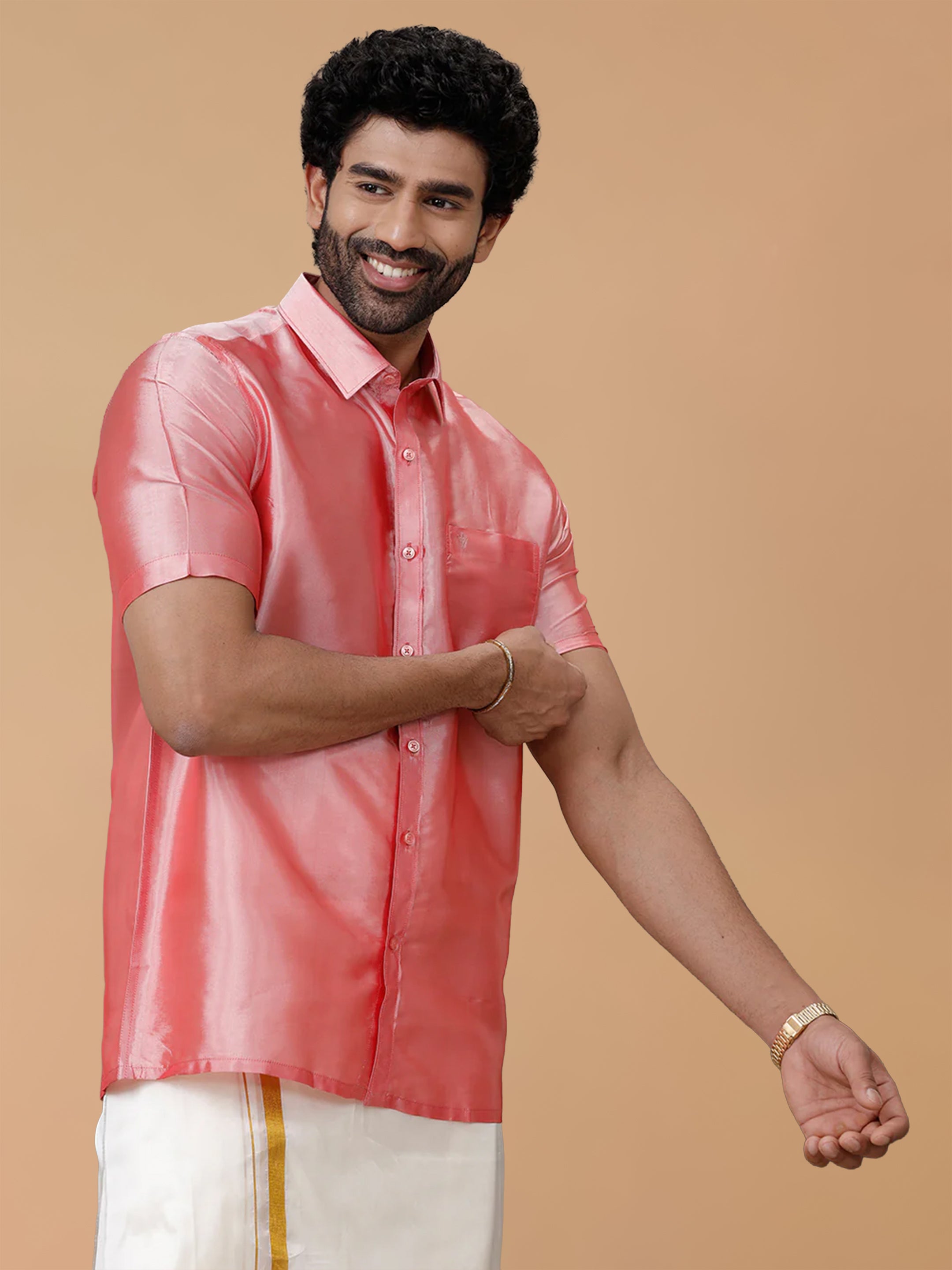 Silk Feel Pink Shirt - Regular Fit