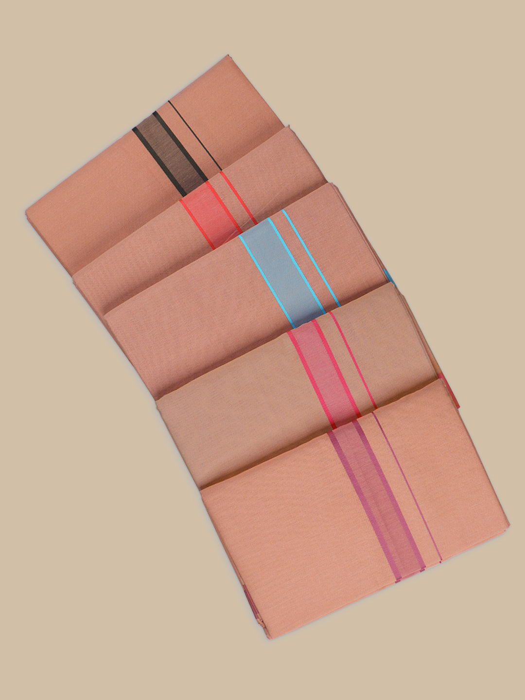 Men 100% Cotton Single Layer Kaavi Dhoti with Assorted Border Ahimsa