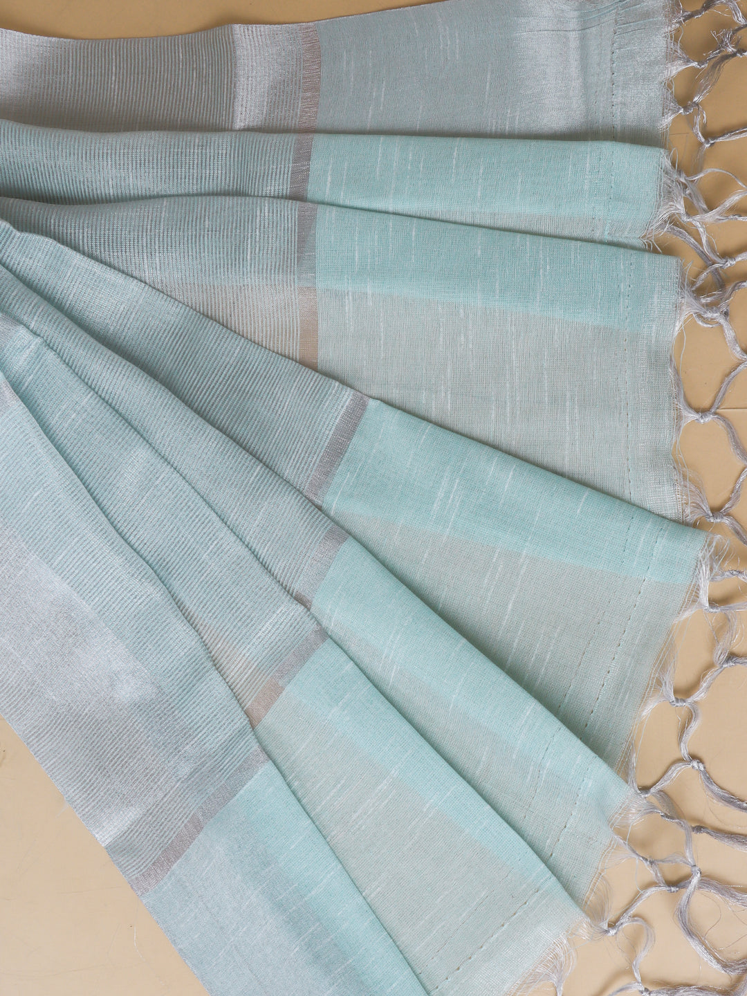 Women Semi Linen Saree Mint Green SL217