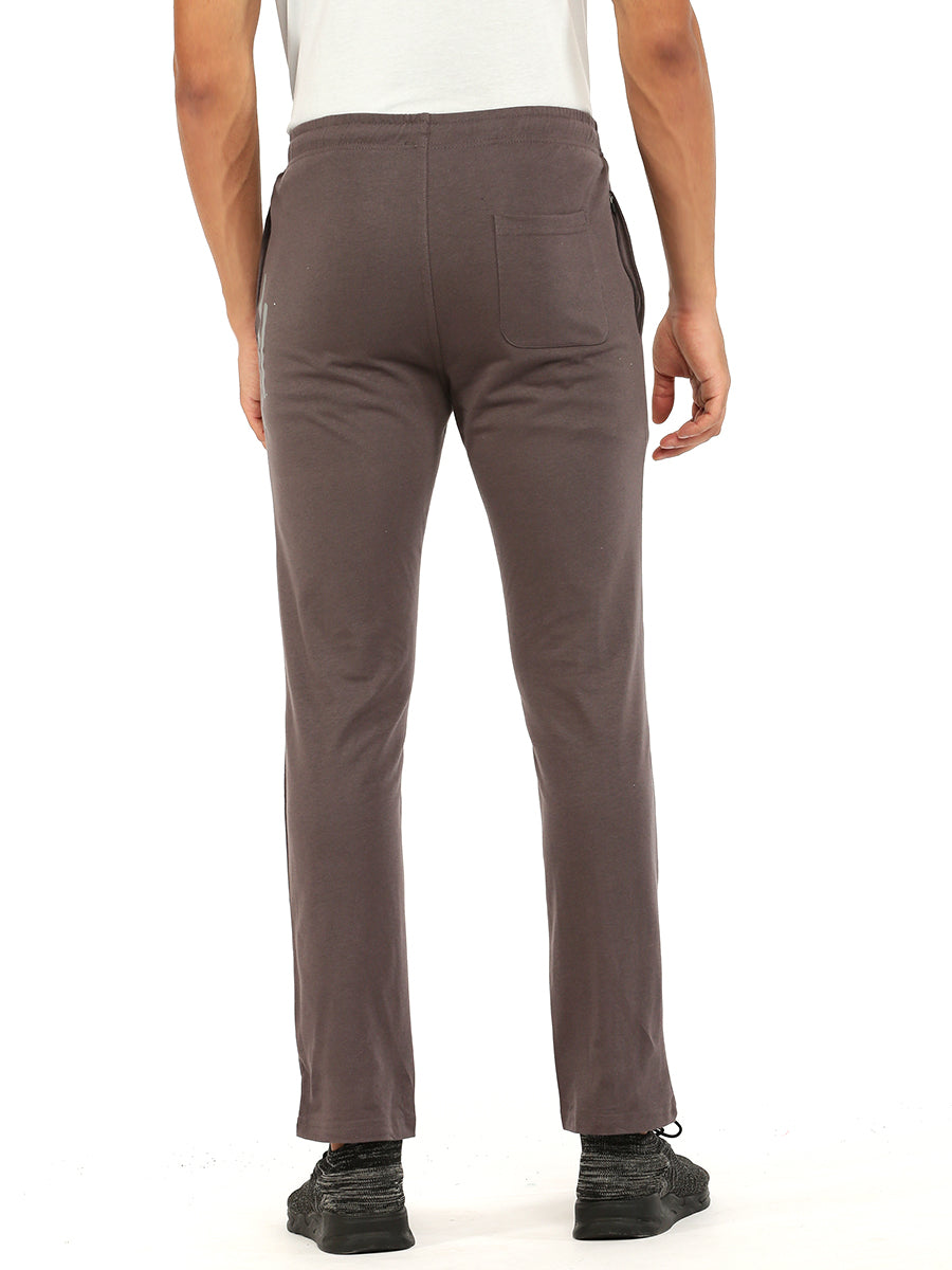 Men Combed Cotton Rich Regular Fit Track pant with Side Pockets Dark Grey AGT2