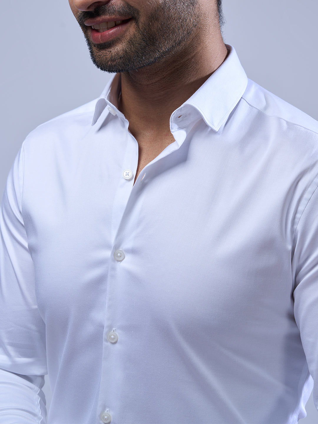 Men Stretch Cotton Shirt White FS12