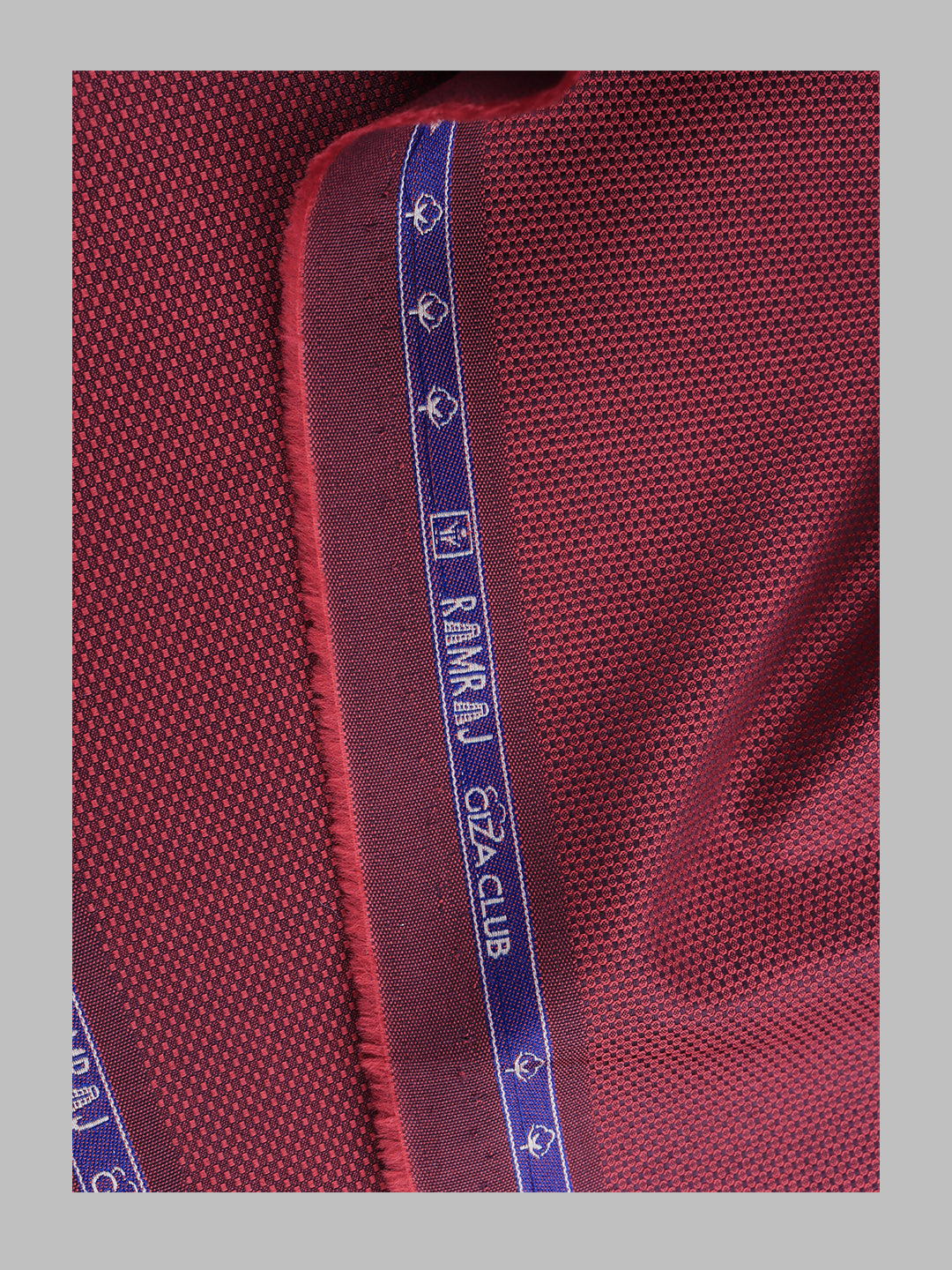 Men 100% Cotton Self Design Shirt Fabric Red Grand Iconic