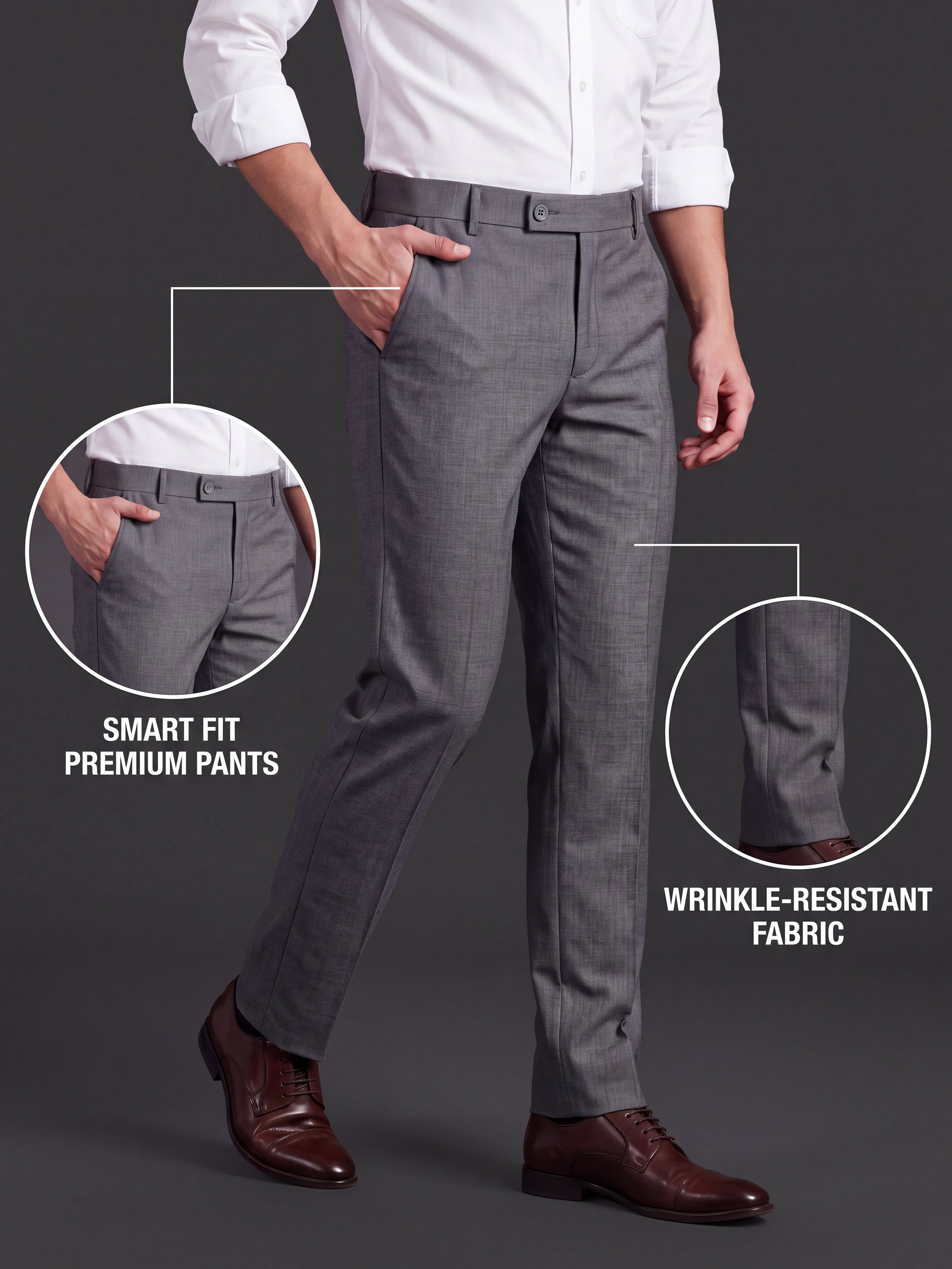 Prima Club Cotton Poly Viscose Stretchable Waistband Dark Grey Pants