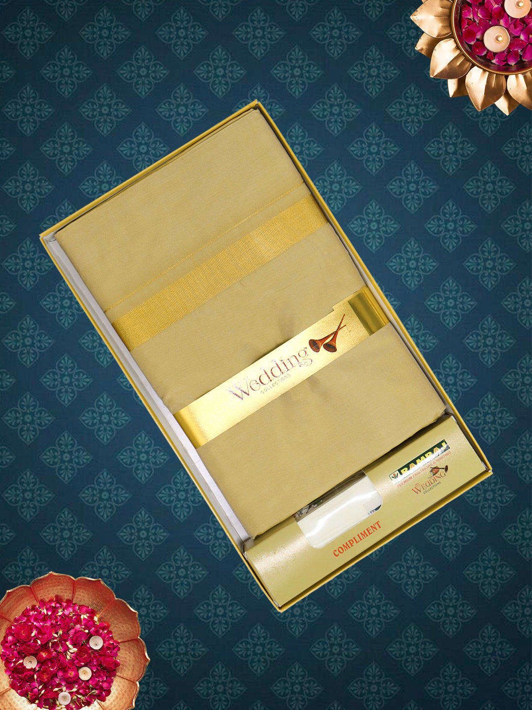 Men Art Silk Dhoti & Shirting Set DJ Gold Ashirwath (2 in 1)