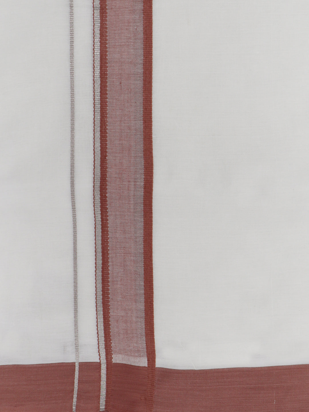 Double Layer 100% Cotton White Dhoti with Colour Border - PJF08
