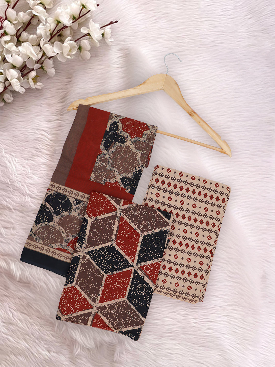 Women Pure Cotton Printed Dress Material Multi Colour DM352