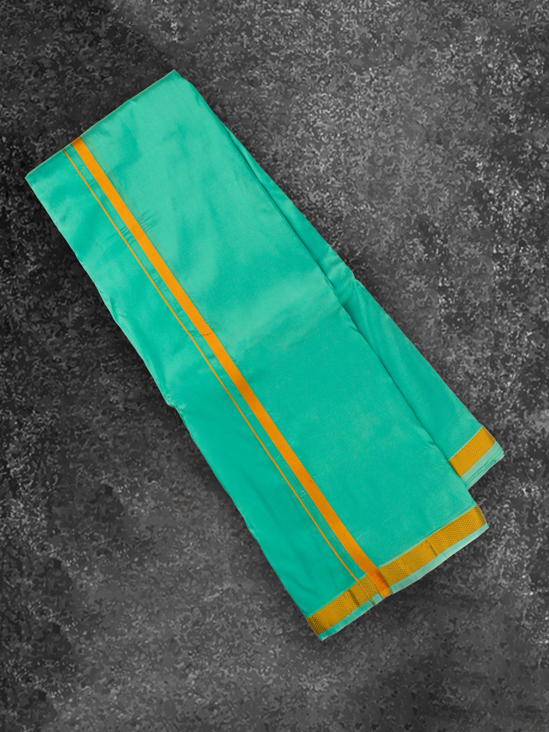 Men Art Silk Shirting & Panchakacham Set with Gold Jari Border 9+5 Ashirwath