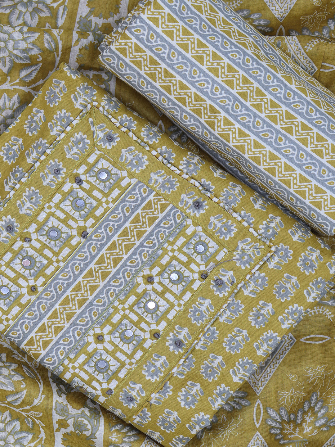 Women Pure Cotton Dress Material Yellow DM333