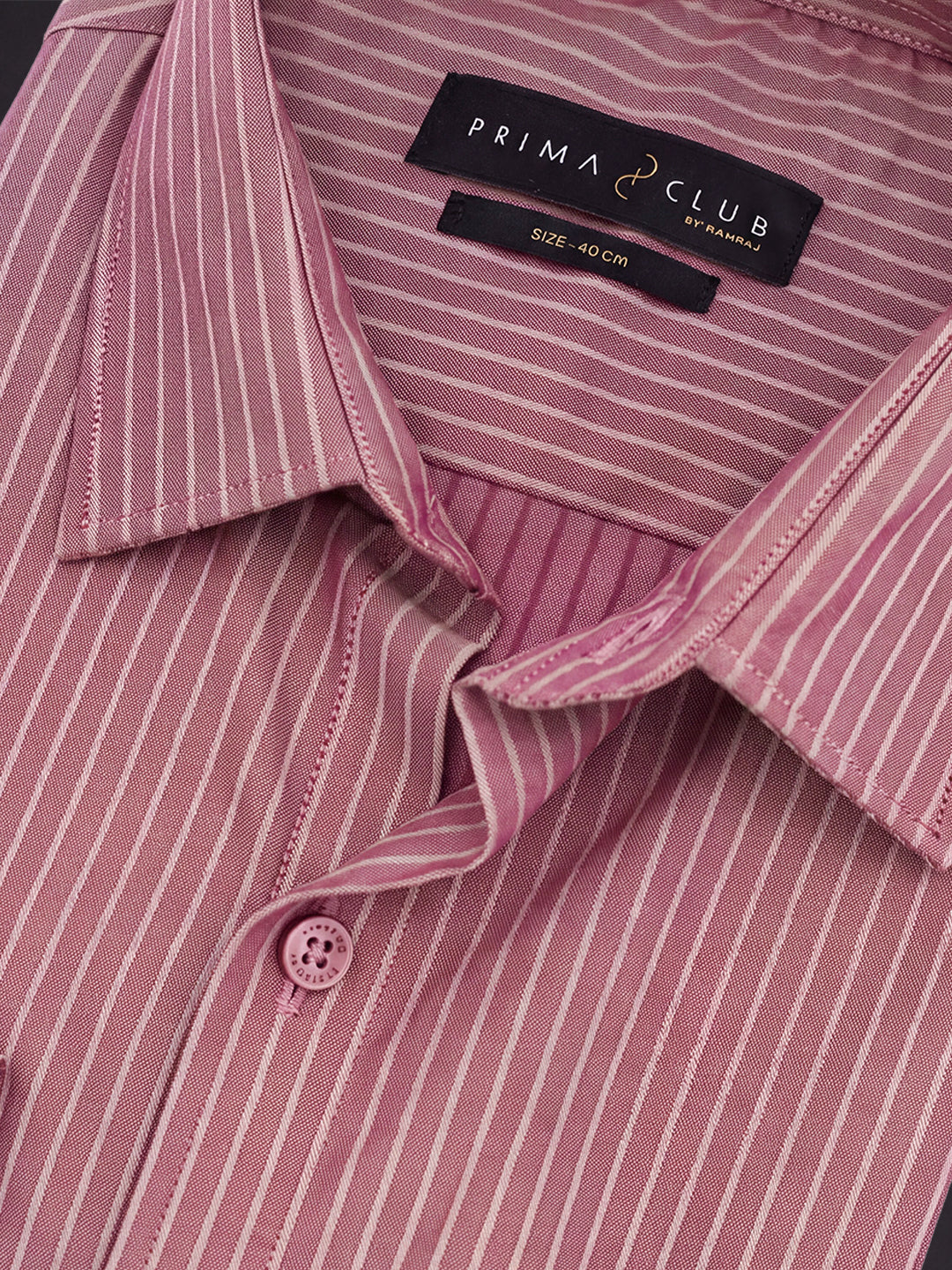 Prima Club Premium Cotton Dobby Pink Red Stripes Regular Fit Shirt SRAR3