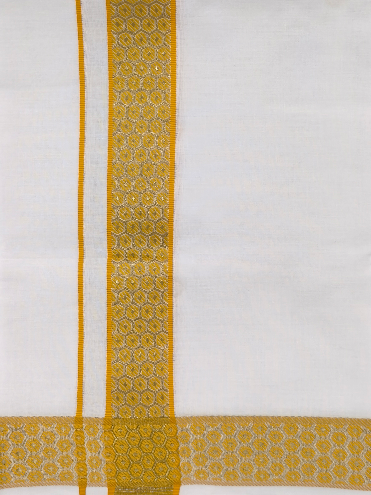 100% Cotton Orange Shirt and Colour Jari Border Dhoti Set BT4