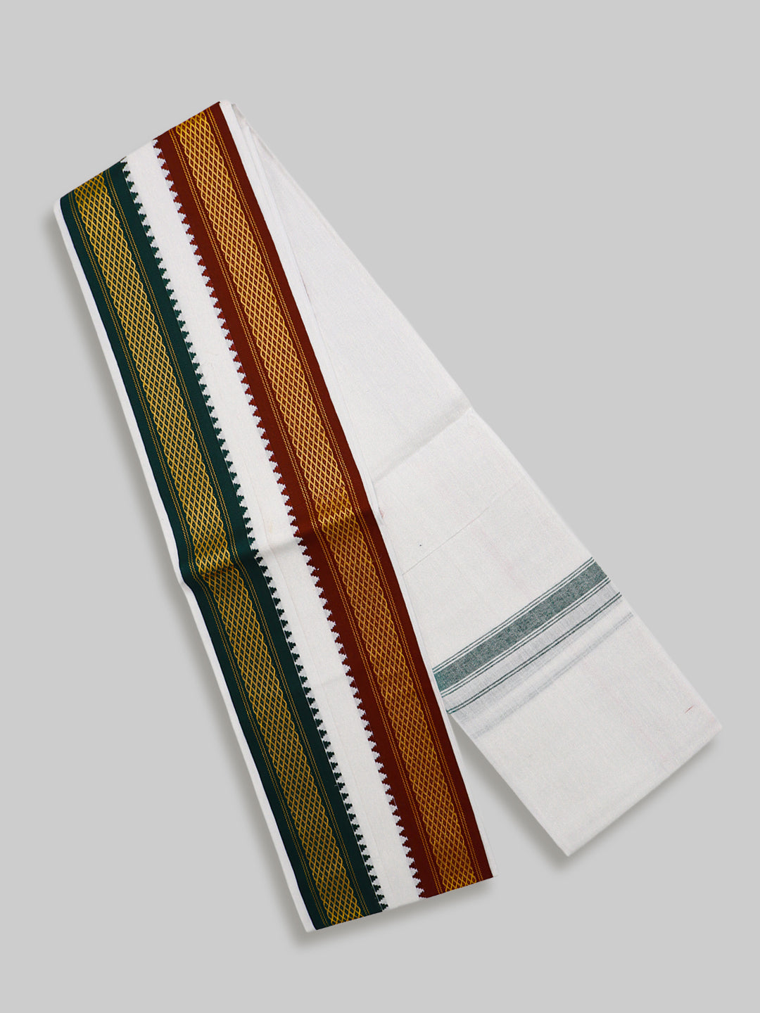 Men Cotton Blend White Angavastram Yamuna Pet