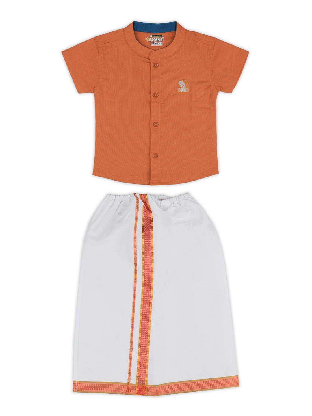 Born Baby Shirt & Dhoti Set Orange Set GL1