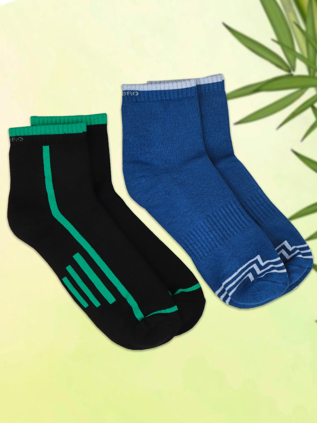 Men Bamboo Sports Ankle Length Socks Black & Blue SAD3