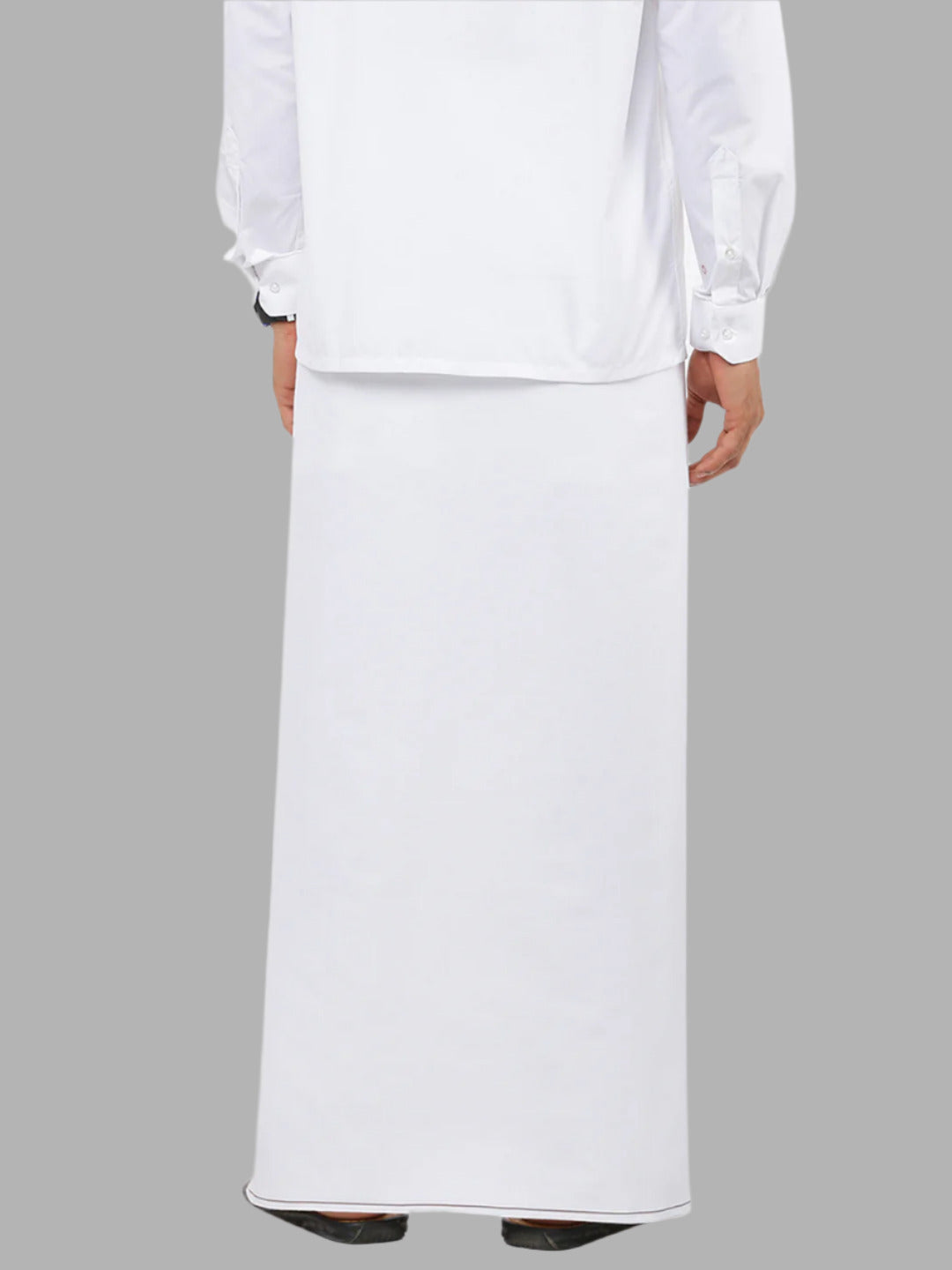 Men Cotton Blend Single Layer White Dhoti with Small Border Lee Sort