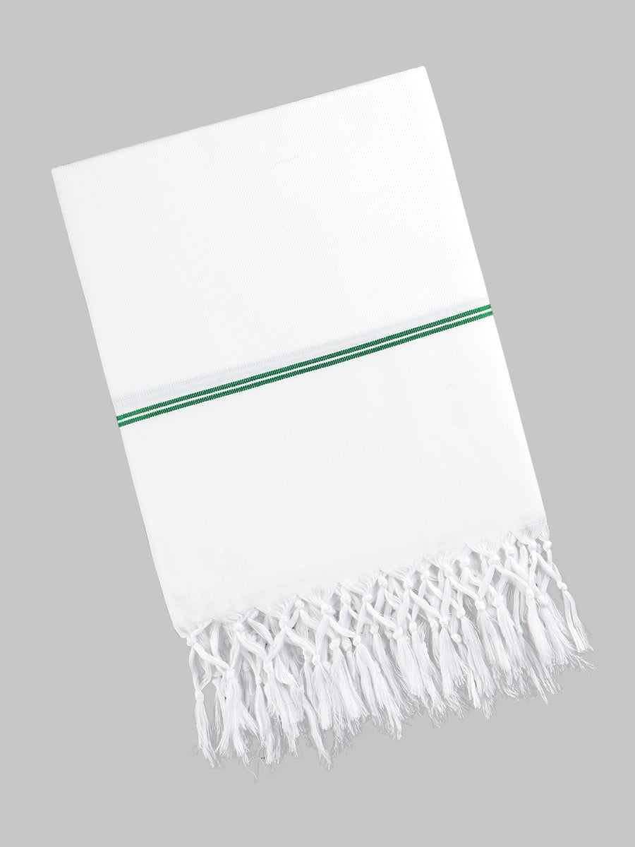 Cotton White Relaxer Bath Towel-Green