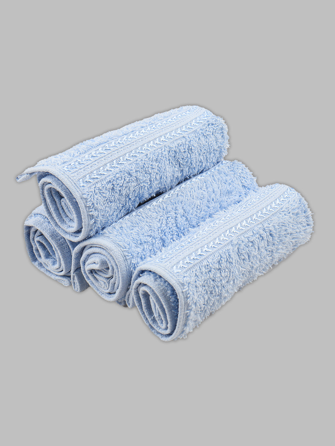 Premium Soft Bamboo Cotton Face Towel Sky Blue (4 Pcs Pack)